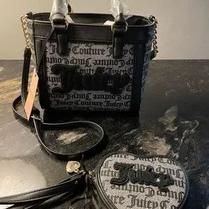 Juicy Couture Paparazzi Logo Backpack- Black/Beige Juicy Couture Backpack Black/Beige zip paparazzi bag New Sz  main image 4
